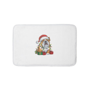 Kerstverlichting Kerstman Hoed Engels Bulldog Kers Badmat