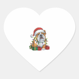 Kerstverlichting Kerstman Hoed Engels Bulldog Kers Hart Sticker