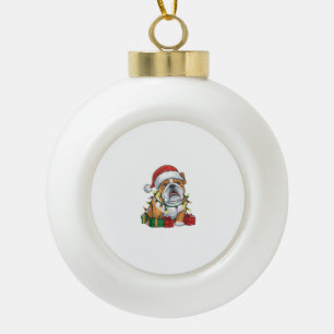 Kerstverlichting Kerstman Hoed Engels Bulldog Kers Keramische Bal Ornament