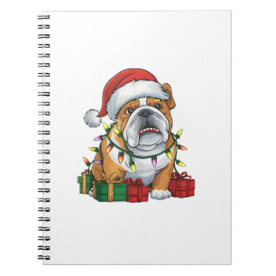 Kerstverlichting Kerstman Hoed Engels Bulldog Kers Notitieboek