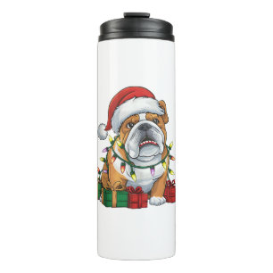 Kerstverlichting Kerstman Hoed Engels Bulldog Kers Thermosbeker