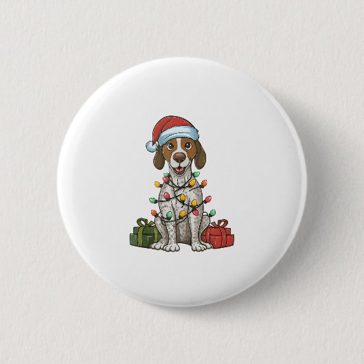 Kerstverlichting Kerstman Hoed Engels Pointer Dog Ronde Button 5,7 Cm (Voorkant)