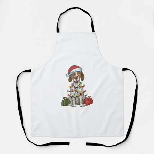 Kerstverlichting Kerstman Hoed Engels Pointer Dog Schort (Voorkant)
