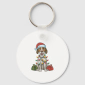 Kerstverlichting Kerstman Hoed Engels Pointer Dog  Sleutelhanger (Voorkant)