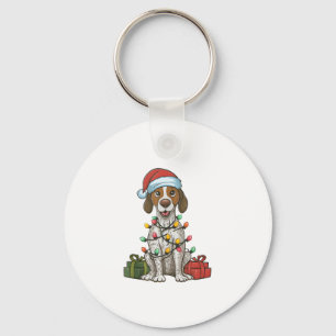 Kerstverlichting Kerstman Hoed Engels Pointer Dog Sleutelhanger
