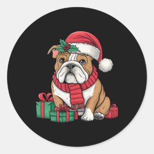 Kerstverlichting Kerstman Hoed Engelse Bulldog Ker Ronde Sticker