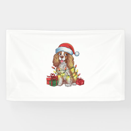Kerstverlichting Kerstman Hoed Engelse Coonhound H Spandoek (Horizontaal)