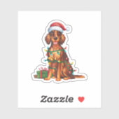 Kerstverlichting Kerstman Hoed Ierse Setter Dog Ke Sticker (Vel)