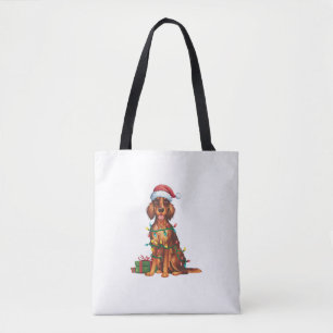 Kerstverlichting Kerstman Hoed Ierse Setter Dog Ke Tote Bag