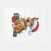 Kerstverlichting Kerstman Hoed Ierse Terriër Hond Fleece Deken (Voorkant (Horizontaal))