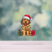 Kerstverlichting Kerstman Hoed Labradoodle Hond Ke Acryl Bord (Neutraal)