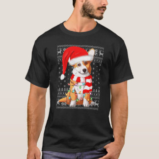 Kerstverlichting Kerstman Hoed Lelijke Corgi Kerst T-shirt