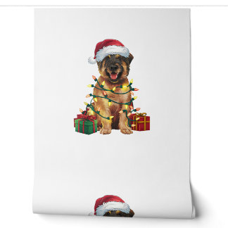 Kerstverlichting Kerstman Hoed Leonberger Hond Ker Behang