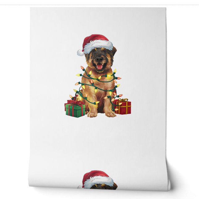 Kerstverlichting Kerstman Hoed Leonberger Hond Ker Behang (Afrollen)