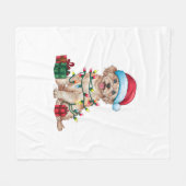 Kerstverlichting Kerstman Hoed Maltese hond Kerstm Fleece Deken (Voorkant (Horizontaal))