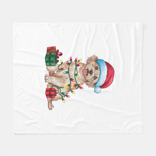 Kerstverlichting Kerstman Hoed Maltese hond Kerstm Fleece Deken (Voorkant (Horizontaal))