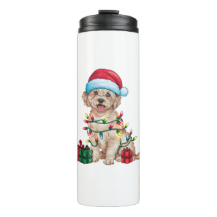 Kerstverlichting Kerstman Hoed Maltese hond Kerstm Thermosbeker