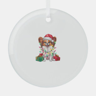Kerstverlichting Kerstman Hoed Papillon Hond Kerst Glas Ornament
