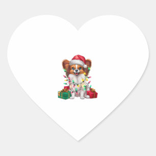 Kerstverlichting Kerstman Hoed Papillon Hond Kerst Hart Sticker