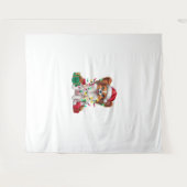 Kerstverlichting Kerstman Hoed Papillon Hond Kerst Wandkleed (Voorkant (horizontaal))