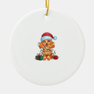 Kerstverlichting Kerstman Hoed Poedel Hond Kerstmi Keramisch Ornament