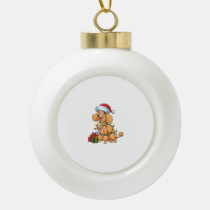 Kerstverlichting Kerstman Hoed Poodle Hond Kerstmi Keramische Bal Ornament