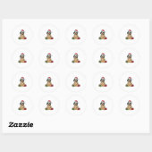 Kerstverlichting Kerstman Hoed Pudelpointer Hond K Ronde Sticker (Vel)