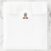Kerstverlichting Kerstman Hoed Pudelpointer Hond K Ronde Sticker (Tas)