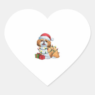 Kerstverlichting Kerstman Hoed Shih Tzu Hond Kerst Hart Sticker
