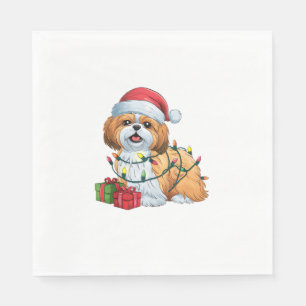 Kerstverlichting Kerstman Hoed Shih Tzu Hond Kerst Servet
