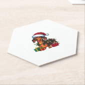 Kerstverlichting Kerstman Hoed Teckel Hond Kerstmi Kartonnen Onderzetters (Schuin)