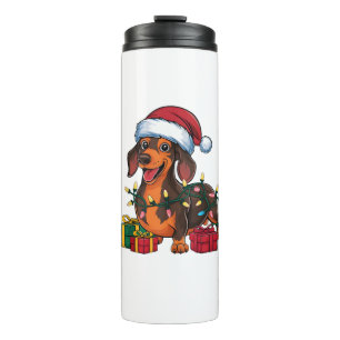 Kerstverlichting Kerstman Hoed Teckel Hond Kerstmi Thermosbeker