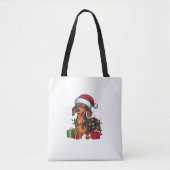Kerstverlichting Kerstman Hoed Teckel Hond Kerstmi Tote Bag (Voorkant)