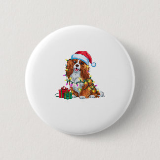 Kerstverlichting Kerstman Hoed Tibetaanse Spaniel  Ronde Button 5,7 Cm