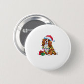 Kerstverlichting Kerstman Hoed Tibetaanse Spaniel  Ronde Button 5,7 Cm (Voorkant /achterkant)