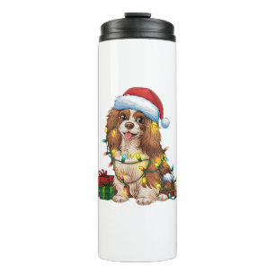 Kerstverlichting Kerstman Hoed Tibetaanse Spaniel Thermosbeker