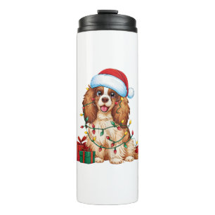 Kerstverlichting Kerstman Hoed Tibetaanse Spaniel Thermosbeker