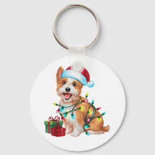 Kerstverlichting Kerstman Hoed Westie Hond Kerstmi Sleutelhanger
