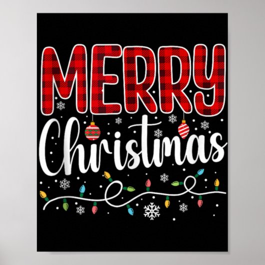 Kerstverlichting Kerstman Muts Grappig Kerstfeest Poster (Voorkant)