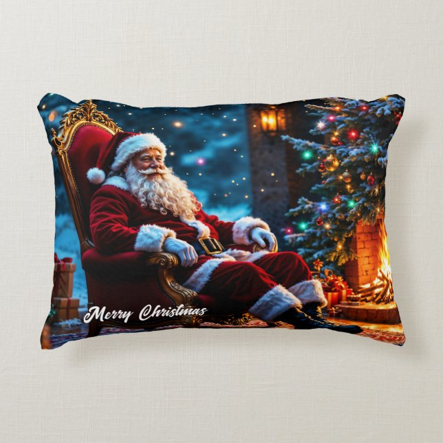 Kerstverlichting Kerstman Noordpool Fantasy Accent Kussen (Voorkant)