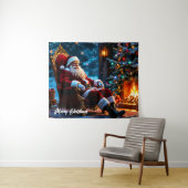 Kerstverlichting Kerstman Noordpool Fantasy Wandkleed (In Situ (horizontaal))