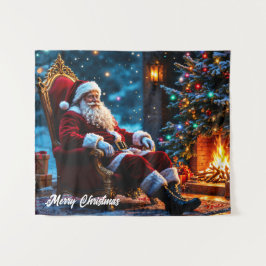 Kerstverlichting Kerstman Noordpool Fantasy Wandkleed