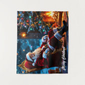 Kerstverlichting Kerstman Noordpool Fantasy Wandkleed (Voorkant)