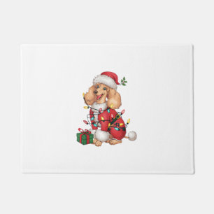 Kerstverlichting Kerstman Poedel Hond Kerstmis Deurmat