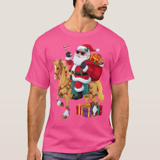 Kerstverlichting Kerstman Riddt Paard Kerstmis T-shirt