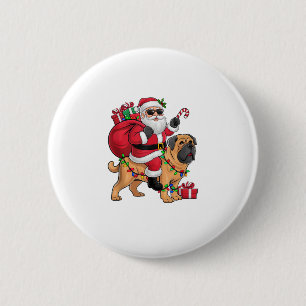 Kerstverlichting Kerstman Rijden Engels Mastiff Do Ronde Button 5,7 Cm