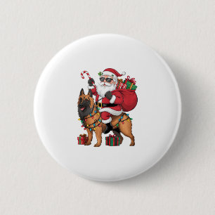 Kerstverlichting Kerstman Rijdende Duitse Herder H Ronde Button 5,7 Cm