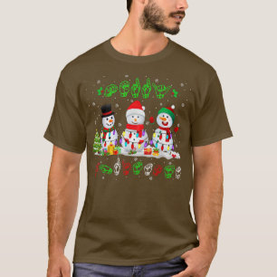 Kerstverlichting Kerstman Sneeuwman ASL Gebaar T-shirt