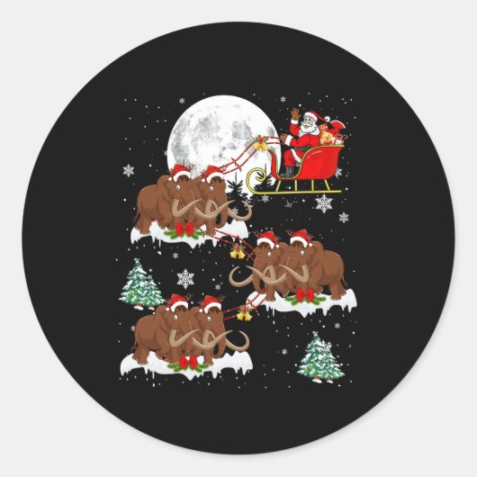 Kerstverlichting — Kerstman — Wooly Mammoth Chr Ronde Sticker (Voorkant)