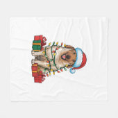 Kerstverlichting Kerstmuts Anatolische Herder Hond Fleece Deken (Voorkant (Horizontaal))